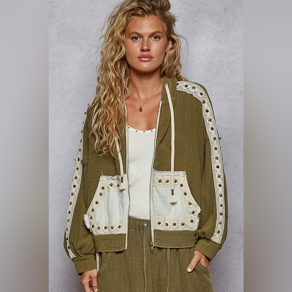 POL SET Olive Green Women's Studded Set - Picture 1 of 5